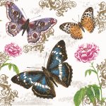 Ubrousky Maki Butterflies on Retro Background, 33 x 33 cm, 3vr., 20ks