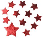 Hvězdičky dřevěné 3,5cm, 12 ks, červené