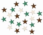 Dřevěné hvězdy hnědé a zelené 2 cm, 24 ks