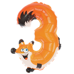 Balón foliový číslo zvířátko č. 3 45x36cm
