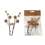 Dekorace s bobulemi, 3 větvičky, zlatá, 12cm, plast  X4429