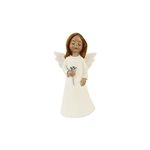 Anděl dekorační, bílý s červenými flíčky, 10cm, polyresin X3601