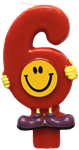 Svíčka číslo - smiley č.6, 9cm