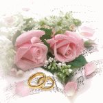 Ubrousky Maki Wedding Rings & Pink Roses, 33 x 33 cm, 3vr., 20ks