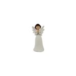 Anděl dekorační, 10,2cm, bílo-stříbrný, polyresin/kov X3605