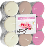 Svíčka čajová tříbarevná VANILLA-ORCHID, 18ks G